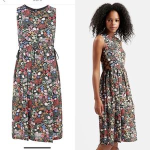 TOPSHOP ‘Woodland Floral’ Side Lace Midi Dress